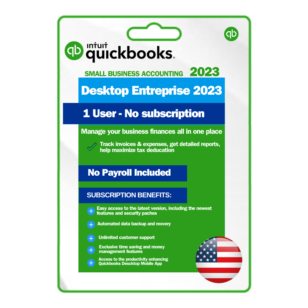 QuickBooks Desktop Enterprise 2023 Lifetime License | 1 User | No-Subscription