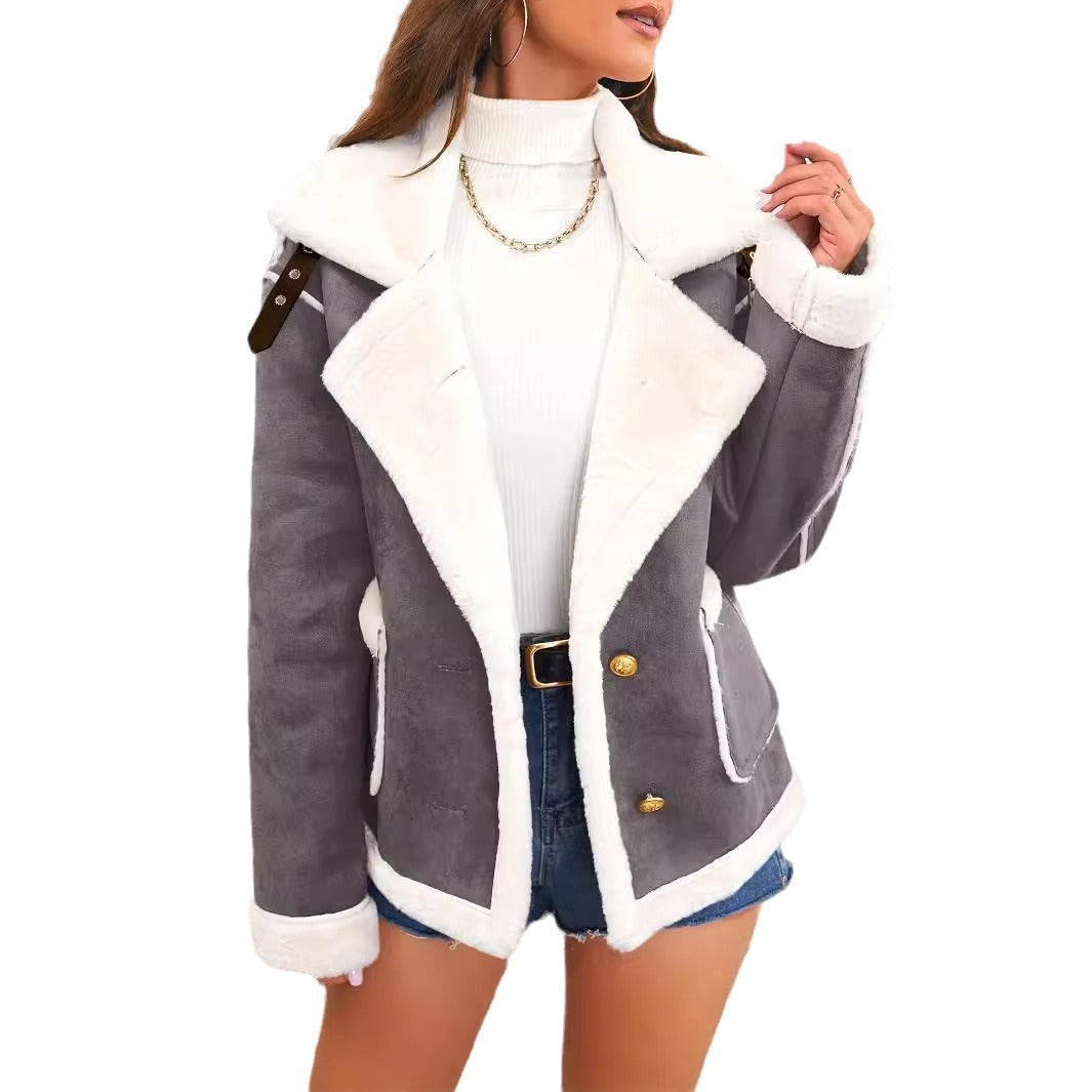 Women’s Luxury Velvet Aviator Jacket – Faux Fur Lined Winter Shearling Coat