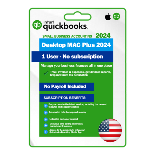QuickBooks Desktop Mac Plus 2024 for Mac Lifetime License | 1 User | No-Subscription