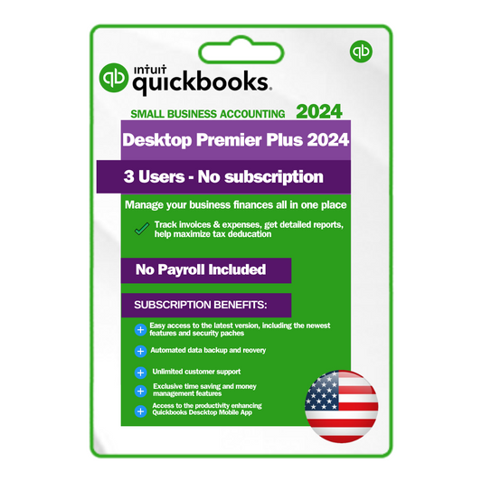 QuickBooks Desktop Premier Plus 2024 Lifetime License | 3 User | No-Subscription