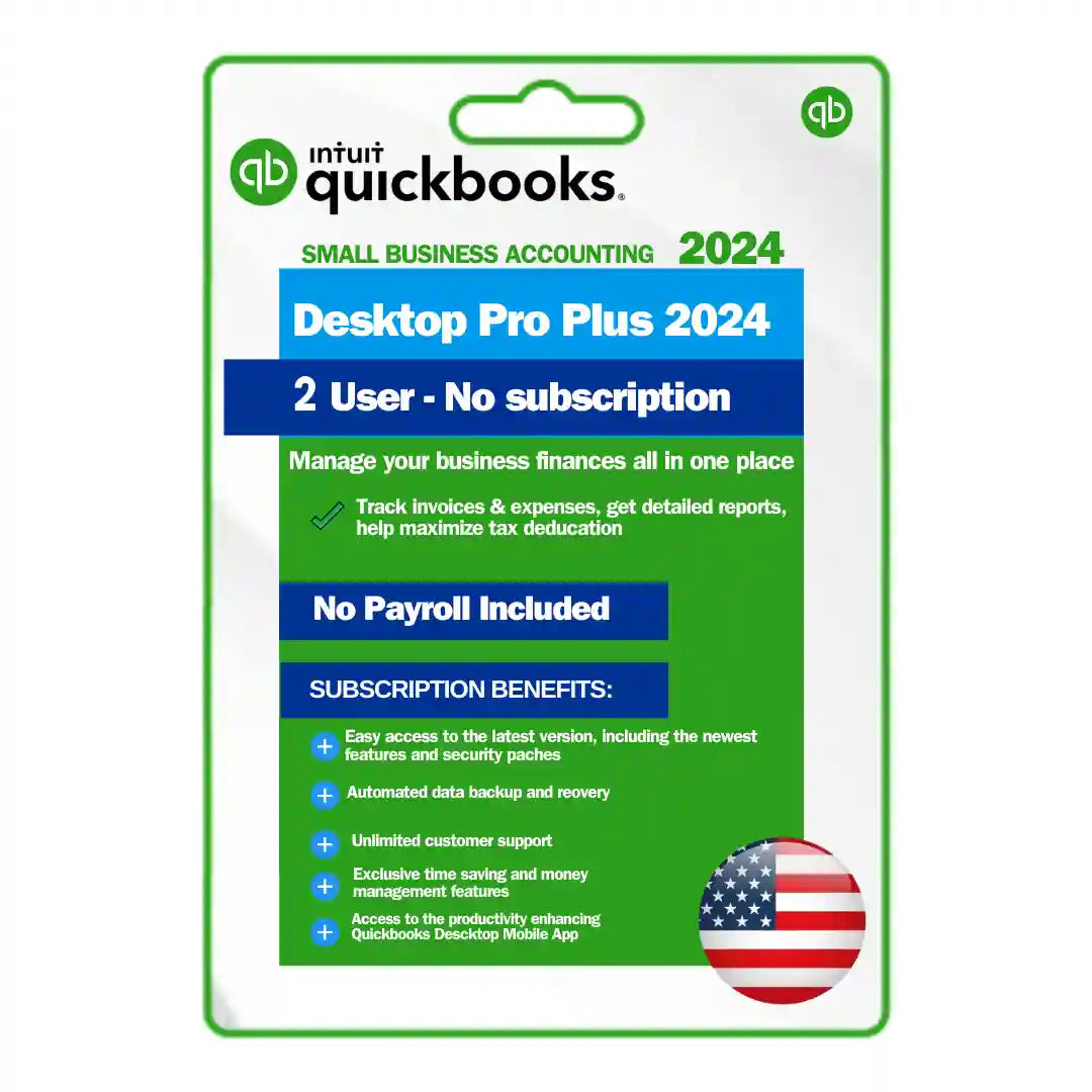 QuickBooks Desktop Pro Plus 2024 for Windows Lifetime License | 2 User | No-Subscription