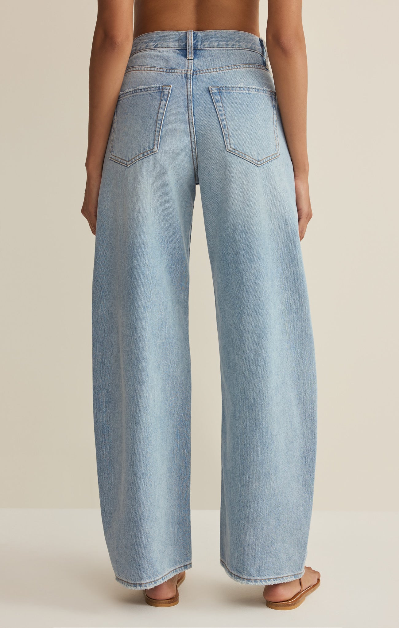 Remi High Rise Denim Bowed Pant - Women's 100% Cotton Wide-Leg Jean - Full Length