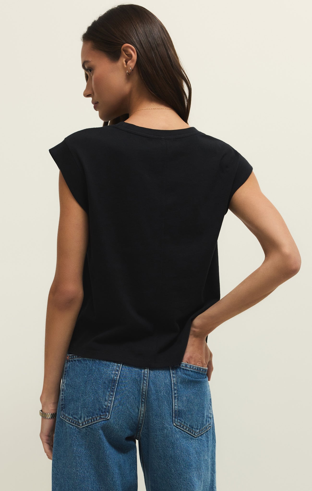 Camino Cotton Jersey Top - Women's 100% Cotton Crewneck Tee with Statement Sleeves